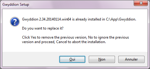 Capture d'écran de mise à jour d'installation sous MS Windows